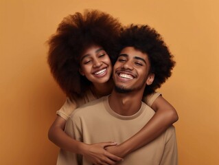 Happy couple with afro hairstyle