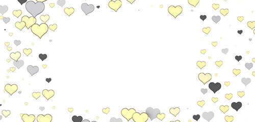 colorful flying hearts on a blue background. 3d