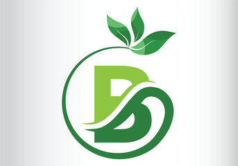 Letter B Leaf Logo Design  Vector letter template design for brand.