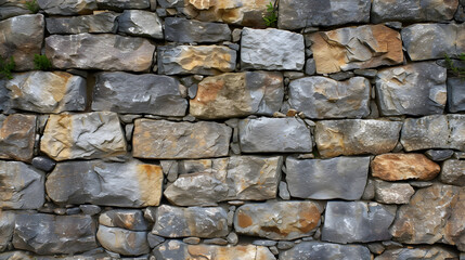 Stone Wall Made of Rocks With Moss Growing on Top