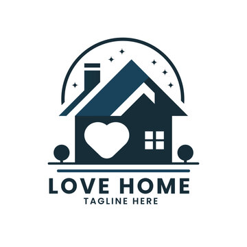 Love home love house concept real estate building logo design template
