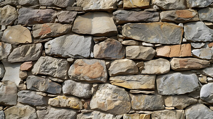 Stone Wall Constructed With a Variety of Colored Rocks