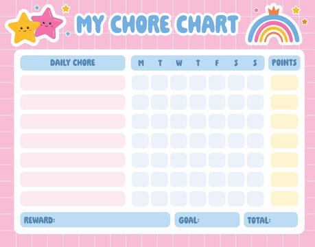 Chore chart for kids. Weekly planner, reward chart for children. Daily toddler routine tracker. Responsibility Chart. To Do List. School Routine, Behavior Chart, Consequences, Daily Checklist