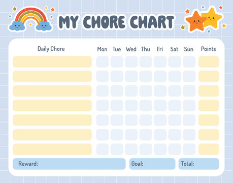 Chore chart for kids. Daily kids routine tracker. School Routine, Behavior Chart, Consequences, Daily tasks Checklist. Reward chart. Printable chore chart template for preschoolers, kindergarteners.