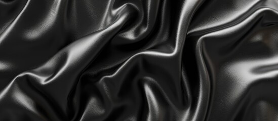 Obraz premium Silky grained black leather material with abstract black matter as a backdrop, perfect for design and decoration. 3D rendered illustration.