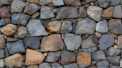 Obraz premium Colorful Stone Wall Built With Diverse Rocks