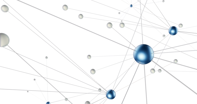 Big data visualization. Network connection structure with chaotic distribution of points and lines. 3D rendering.