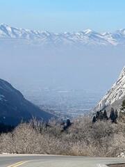 the view down little cottonwood canyon, air pollution in the salt lake valley in winter