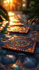 Andalusian Oasis: Synthwave Coasters with Umayyad Tile Inlays
