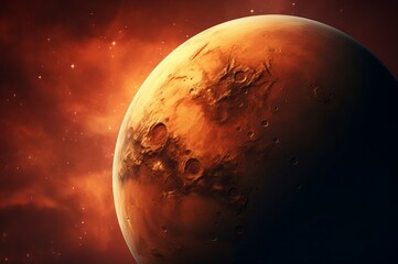 Obraz premium Barren Mars planet. Nebula desert space. Generate Ai