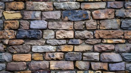 A Brick Wall Constructed With Various Colored Rocks