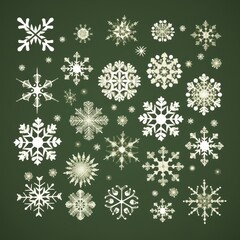 Fototapeta na wymiar Khaki christmas card with white snowflakes