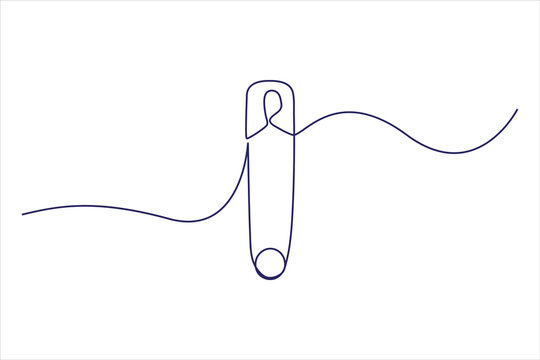 Safety Pin in continuous one line drawing. One line draw design vector illustration