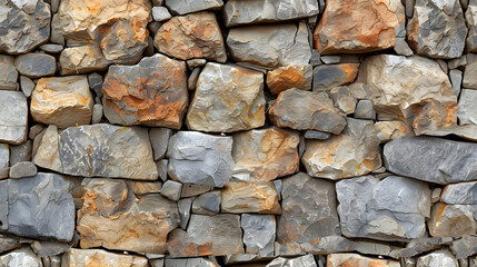 A Stone Wall With Different Colored Rocks
