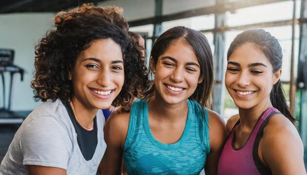 Candid photo of a group of women laughing after a gym workout