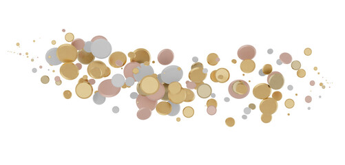 gold  Rainfall: Astonishing 3D Illustration of gold  Confetti Shower