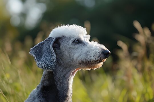 Bedlington Terrier dog in your family, in the style of magewave, soft focal points