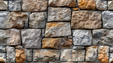 Stone Wall Constructed With Various Colors and Sizes