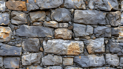 Stone Wall Constructed With Rocks and Cement