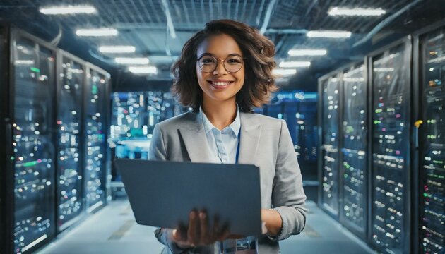  IT Engineer Works on a Laptop Computer. Data Protection Engineering Network for Cyber Security