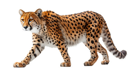 Naklejka premium Cheetah Walking Across a White Background