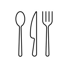 Spoon, forks, knife icon line vector. Cutlery icon.