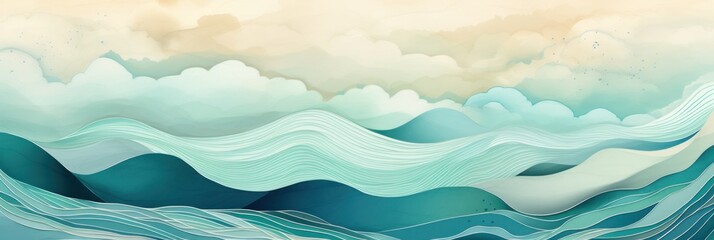 Fototapeta na wymiar colorful wave design watercolor background