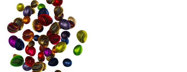 colorful eggs on white background