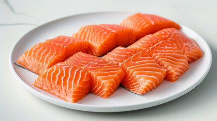 Sliced ​​salmon on a plate