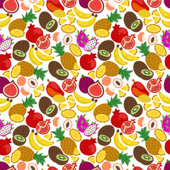 Fruit seamless pattern on a white background. Hand drawn illustration, print design.