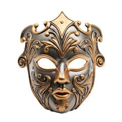 Venetian carnival mask isolated on transparent and white background. Ideal for use in advertising. Generative ai