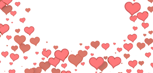 Falling red and pink hearts isolated on transparent background. Valentine’s day design