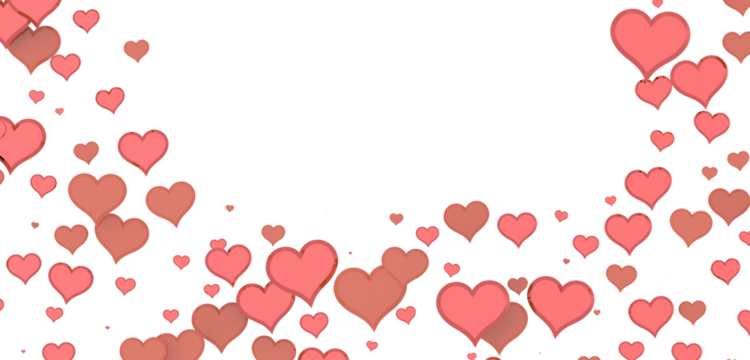 Falling red and pink hearts isolated on transparent background. Valentine’s day design - Powered by Adobe