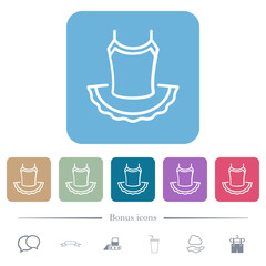 Ballet dress outline flat icons on color rounded square backgrounds © botond1977