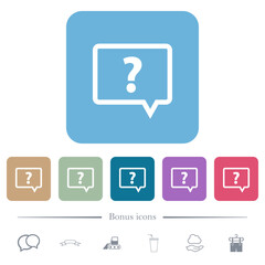 Rounded square help chat bubble outline flat icons on color rounded square backgrounds