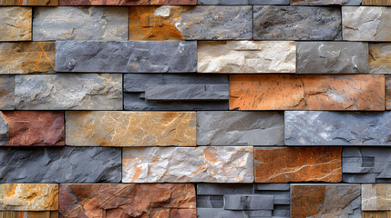 Close-up of a Multicolored Stone Wall