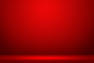 Solid Maroon Red Color Background. Empty Room Wall for Product Display. Beautiful Studio Background for Advertisement. 3d Render Background. Abstract wall Design.  Interior Room Wall with Floor.