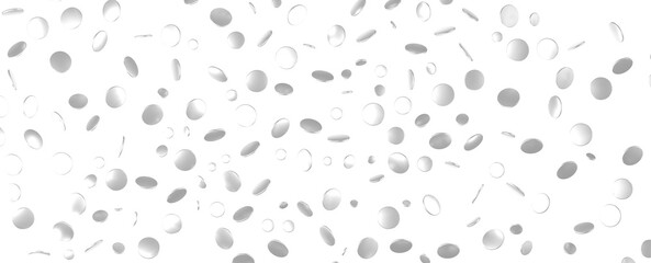 Gilded Festivity: Brilliant 3D Illustration Showcasing a Shower of silver Confetti