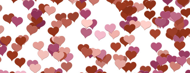 Falling red and pink hearts isolated on transparent background. Valentine’s day design