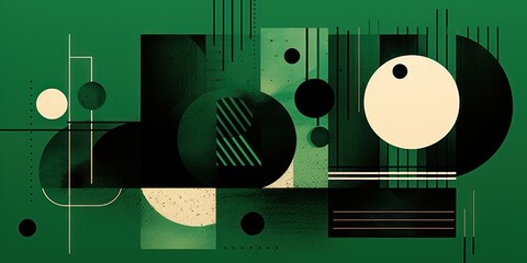 An Emerald poster featuring various abstract design elements