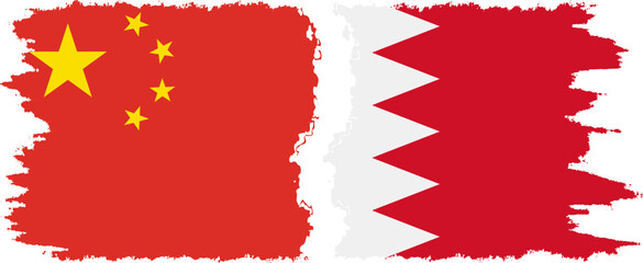 Bahrain and China grunge flags connection vector