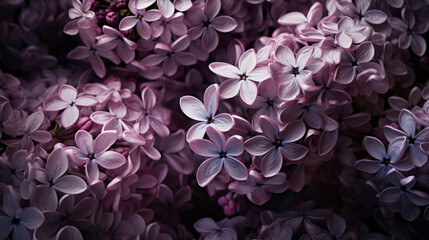 Lilac petals delicately illuminated by morning light