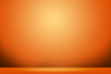 Solid Orange Color Background. Empty Room Wall for Product Display. Beautiful Studio Background for Advertisement. 3d Render Background. Abstract wall Design. Interior Room Wall with Floor.
