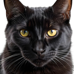 Close-up portrait of a black  cat with yellow eyes