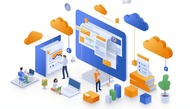Cloud-Based Document Collaboration Tools, Showcase the versatility of cloud-based document collaboration tools with an image portraying real-time editing, version control, and collaborative workflows,