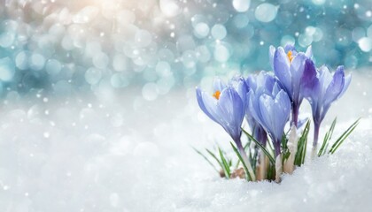 crocus flowers in snow