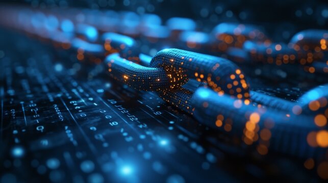 A conceptual digital image representing blockchain technology with a secure and encrypted connection.