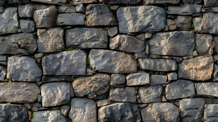 Stone Wall of Rocks and Grass