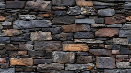 Stone Wall Constructed With Assorted Colored Rocks