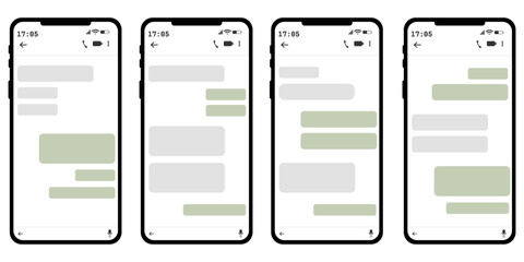  message bubbles on screen smartphone icon. Interface set concept design vector ilustration.